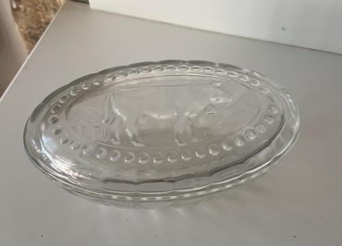 Ancien beurrier ovale verre - beurrier,